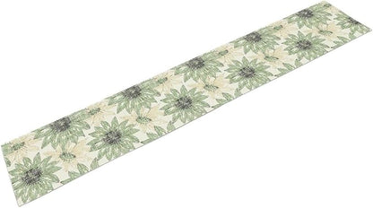 Chrysanthemum Vintage Floral Table Runner, Elegant Yellow Sunflower Spring Summer Elegant Pattern Artichokes Flower Table Runner for Party Kitchen Dining Living Room Decor, 13x90 Inch