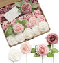 Ling's Moment Artificial Flowers, 25Pcs 3" Roses in Dusty Rose Shades, Realistic DIY Foam Floral Decor for Wedding Bouquets/Centerpieces, Outdoor Party Backdrops, Room/Table, and Garden/Pot Decoration