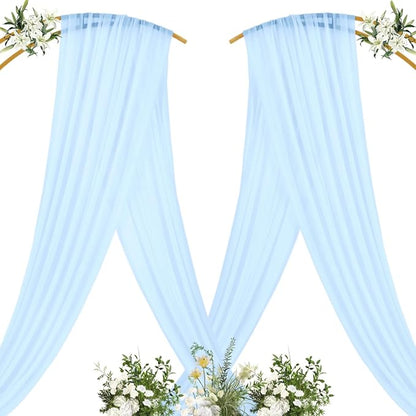 MLMC Baby Blue Wedding Arch Draping Fabric 2 Panels 29" x 20 FT Extra Long Lavender Gauze Drapes Sheer Backdrop Curtains 6.6 Yards Outdoor Drapery Panels for Wedding Ceremony Party Ceiling Decoration