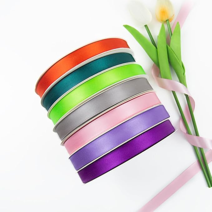 5/8 Inch 100 Yards Satin Ribbon Yellow, Solid Color Fabric Ribbon for Gift Wrapping, Wedding, Polyester Gift Ribbon for Birthday Party Decoration, Craft, Hair, Floral, Sewing