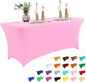 IVAPUPU 4FT Table Cloth for Rectangular Fitted Events Stretch Pink Table Covers Washable Cover Spandex Tablecloth Protector for Party, Wedding, Cocktail, Banquet, Festival