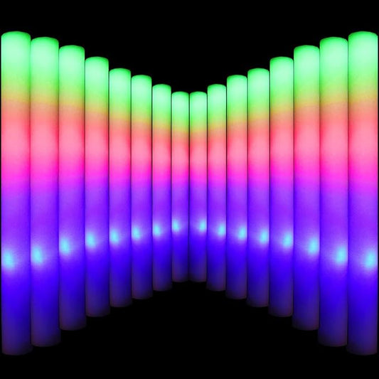 LifBetter Light Up Glow Sticks Bulk, LED Foam Sticks 112 pcs Glow in The Dark with 3 Modes Flashing Led Foam Multicolor Batons Light up Party Favors for Birthdays, Weddings, Concerts, Festivals