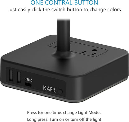 KAFRI RGB Dual Headphone Stand with USB C Charger Desk Gaming Double Headset Holder Hanger Rack with 3 USB Charging Port and 2 Outlet - Suitable for Gamer Desktop Table Game Earphone Accessories Gift