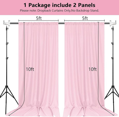 MEETSKY Pink Backdrop Curtain for Parties Baby Shower Pink Photo Curtains with Rod Pockets Backdrop Drapes Privacy Fabric Decoration for Wedding Birthday Gril Party Home Decor, 5ft x 10ft, 2 Panels
