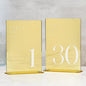 JINMURY Gold Wedding Table Numbers 1-30 with Stands, 5"x7" Gold Mirror Acrylic Table Numbers, Perfect for Wedding Reception, Party, Anniversary, Event