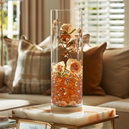 HappyFiller 720 PCS Champagne Acrylic Diamonds Gems for Fall Decoration Vase Fillers,Wedding Centerpieces,Party Table Scatters Decor,Home Accents,Arts Crafts,Treasure Jewels Gemstones