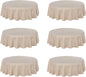 Fitable Faux Linen Round Tablecloths 60 Inches - 6 Pack Neutral Table Clothes Faux Burlap Table Covers for Kitchen, Dining Room, Party, Farmhouse, Outdoor (Great for 20"-48" Round Tables, Beige)