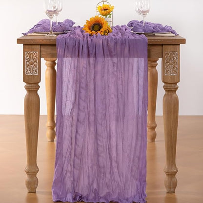 Lavender Purple Cheesecloth Table Runner 4 Pack Fall Table Runners Boho Gauze 120 Inches Cheese Cloth Fall Table Decorations for Thanksgiving Wedding Bridal Baby Shower Birthday Garden Party