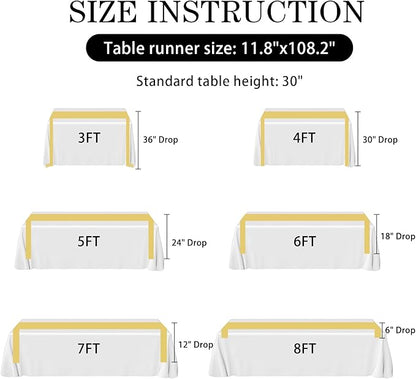 SHEJIZE 2 Pack Light Gold Satin Table Runner 12x108 Inches Long, Bright Silky Smooth Satin Table Runner Table Decor for Wedding Banquet Christmas Prom Event Birthday Party