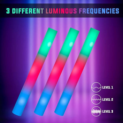 174 Pack LED Foam Glow Sticks, Glow Stick Bulk Party Pack with 3 Modes Colorful Flashing, Glow in Dark Party Supplies for Wedding, Raves, Concert, Camping