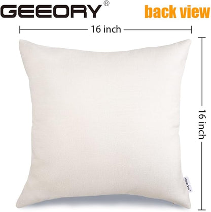 GEEORY Winter Christmas Throw Pillow Covers 16 x 16 Inch Set of 4, Xmas Trees Snowflake Snowman Joy Plaid Holiday Farmhouse Decorative Cushion Cases for Home Decoration G582-16