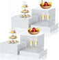 6Pcs White Buffet Risers, Acrylic Display Stand for Buffet Table Platter Parties Weddings Catering Dessert Collectibles Figures Show (6''x7''x8'')