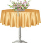 KKJIAF 1 Pack 60 Inch / 5ft Round Table Cloth, Gold Overlay Round Satin Table Cover, Silky Satin Dining Tablecloths for Wedding Buffet Parties Banquet Decoration