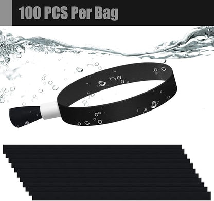 Green-Power America 100 Pcs Cloth Event Wristbands, Event Wristbands, Colored Wrist Bands for Events, for Lightweight Concert Wrist Strap for Activities, Party Bracelets for Events (Color : Black)