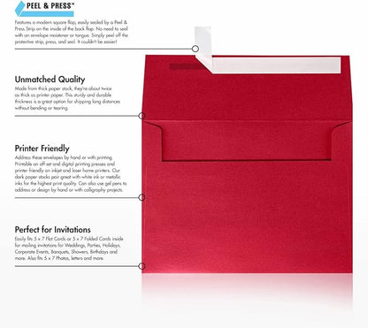 LUXPaper A7 Invitation Envelopes | Peel & Press | 5 1/4" x 7 1/4" | Jupiter Metallic | 80lb. Text | 250 Qty