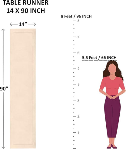 Solino Home Linen Table Runner 90 Inches Long - Cotton Linen Hemstitch Table Runner 14 x 90 Inch for Fall, Autumn, Halloween, Thanksgiving, Christmas