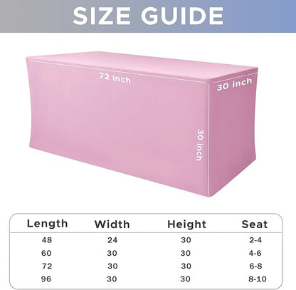 Nasitos Pink Fitted Table Covers Stretch Spandex - 72 x 30 Inch - 4 Pack Rectangle Table Clothes for 6 Foot Folding Tables, Wrinkle Resistant Tablecloths for Parties, Trade Show, Craft Show, Birthday