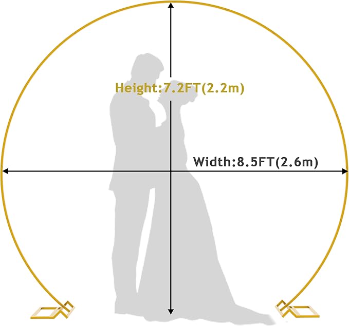 Wokceer Wedding Arch 8.5FT Round Backdrop Stand Gold Metal Circle Balloon Arch Frame Stand for Wedding Ceremony Birthday Party Bridal Shower Anniversary Candy Tables Decoration