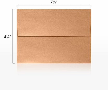 LUXPaper A7 Invitation Envelopes | Peel & Press | 5 1/4" x 7 1/4" | Copper Metallic | 80lb. Text | 250 Qty