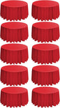 10 Pack Round Tablecloths - 120 Inch Red Polyester Cover for Round Tables, Stain and Wrinkle Resistant Washable Fabric Cloth for Wedding Banquet Parties