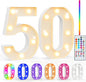 Pooqla 50th Birthday Decorations for Her Him, 35 Colors LED Light Up Numbers with Remote, Multicolor Marquee Numbers 50 Sign for Party Wedding Anniversary Decor 50th Birthday Gift, Number 50