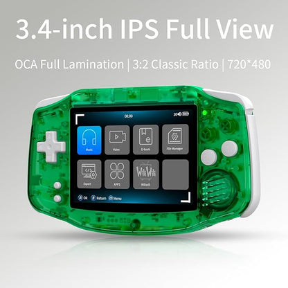 RG34XX Retro Handheld Game Consoles RG34XX Classic Retro Gaming Console 32+64G Card Preloaded Games 5000+ rg34xx Portable Gaming Console Linux 64-bit 3500mAh Battery WiFi Bluetooth HD and TV Output Green