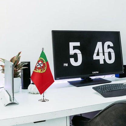 Portugal Flag Portuguese Flags, Small Mini Portuguese Desk Flag, Used for Table Office Classroom Home Patriotic Events Decorations
