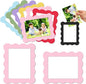 Kingdder 12 Pcs Scalloped Magnetic Picture Frame for Refrigerator 4 x 6 Pastel Reusable Picture Frame Magnets Decorative Photo Holders for Fridge Home School Office Kitchen Locker Decor