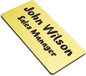 Custom Engraved Name Tag Badges for Business, Personalized Identification with Pin, Magnetic, Adhesive, or Blank Backing, 1.5"x3", Gold/Black Text