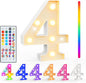 Pooqla Colorful Light Up Numbers, 35 Colors LED Marquee Number Lights for 4th Birthday Decorations with Remote, RGB Lighted Numbers for Party, Wedding, Bar, Night Light, Home Decor, Number 4