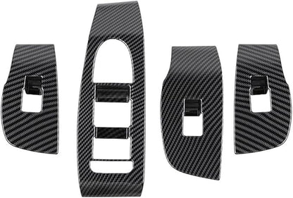 4pcs Carbon Fiber Style Front Rear Doors Window Glass Lift Switch Panel Cover Decorative Sticker Protection Car Interior Accessories for Mazda 3 2020-2025 KT12