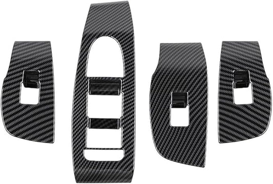 4pcs Carbon Fiber Style Front Rear Doors Window Glass Lift Switch Panel Cover Decorative Sticker Protection Car Interior Accessories for Mazda 3 2020-2025 KT12
