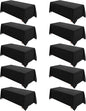VidaFete Table Cloth 10 Pack 90 * 156inch Rectangle Tablecloth Polyester, Stain Wrinkle Resistant Polyester Dining Table Cover for Kitchen Dinning Party Wedding Rectangular Tabletop Decoration(Black)