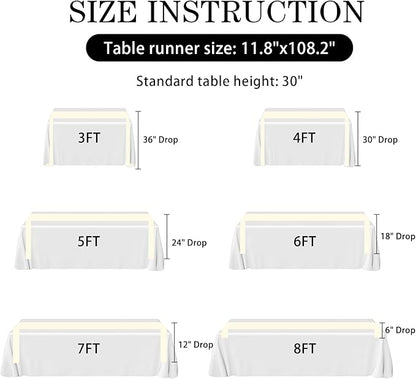 SHEJIZE 2 Pack White Satin Table Runner 12x108 Inches Long, Bright Silky Smooth Satin Table Runner Table Decor for Wedding Banquet Christmas Prom Event Birthday Party