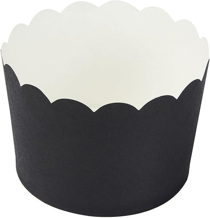 Panificio 10 Ounce Cupcake Wrappers, 200 Scalloped Baking Cups - Oven-Ready, Greaseproof, Black Paper Cupcake Liners, Disposable, For Birthdays, Baby Showers, Or Weddings - Restaurantware
