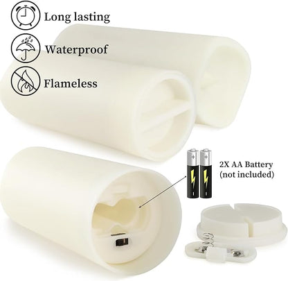 Set of 96 Flameless Led Battery Opeated (D2.2'' x H4''5''6'') Waterproof Outdoor Indoor Candles with 10-Key Remotes and Cycling 24 Hours Timer