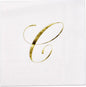 Gift Boutique 100 Gold Monogram Cocktail Napkins Letter C Disposable Paper Pack Elegant Metallic Golden Foil Beverage Napkin for Wedding Holiday Tea Party Bridal & Baby Shower Decorative Napkin