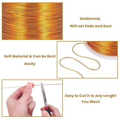 BENECREAT 20 Gauge 770FT Aluminum Wire Anodized Jewelry Craft Making Beading Floral Colored Aluminum Craft Wire for Gem Wrapping, Model Jewelry Making- Gold