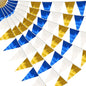 65FT Navy-Blue White Gold Triangle Pennant Banner Flag Metallic Fabric Bunting Garland for Christmas Graduation Retirement Birthday Wedding Bridal Shower Nautical Ahoy Achor Party Decorations Supplies