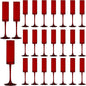 24 Pieces Red Champagne Flutes 6 OZ Straight Sided Wine Glasses Champagne Long Stem Drinking Colored Glasses,Set of 24 Hand Blown Champagne Flutes Goblets for Wedding Cocktail Cups,Cava, Prosecco