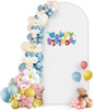Hemmotop 7.2 ft White Arch Backdrop Cover (No Arch Stand) - Double-Sided Spandex Arch Covers Stretchy Backdrop for Party Wedding Birthday Baby Shower - Ideal for Balloon Arches
