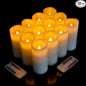 antizer Flameless Candles Battery Operated Real Wax LED Candles Set of 12 Battery Operated Candle with Remote Control for Party Wedding Holiday Decoration (D 2.2" X H 5")