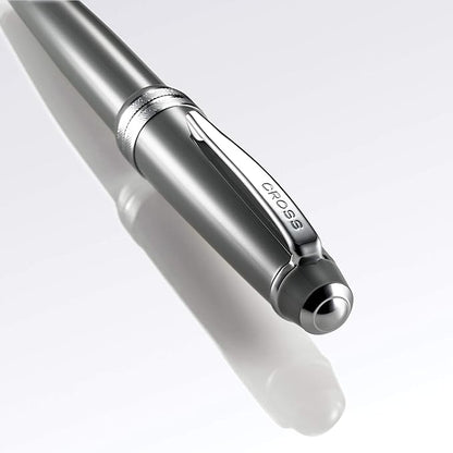 Cross Bailey Light Refillable Fountain Presented in a Everyday Gift Box - Medium Point, Black Ink, Polished Gray