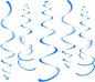 Blue Party Hanging Swirl Decorations Plastic Streamer for Ceiling, Pack of 28