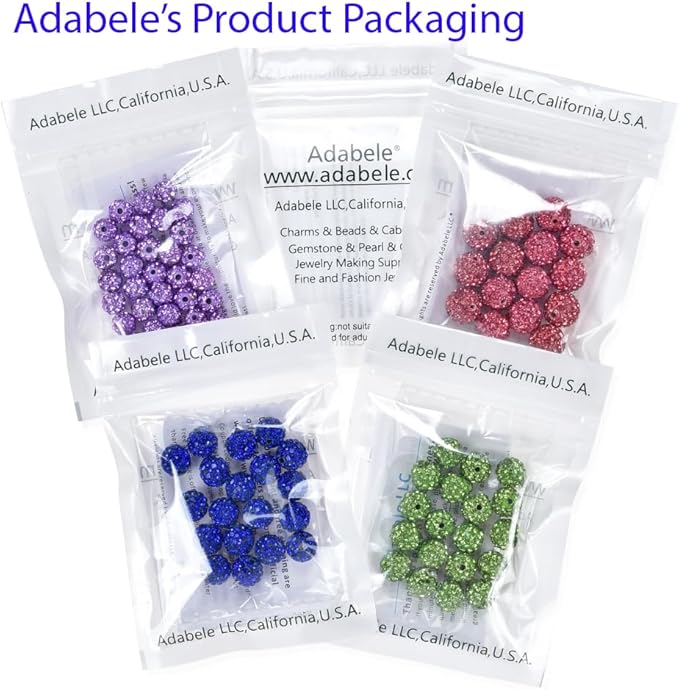 25pcs Adabele Grade A Suncatcher Crystal Rhinestone Pave Loose Beads 10mm Clear White Polymer Clay Disco Ball Spacers Compatible with Shamballa All Craft Jewelry Making DB10-1