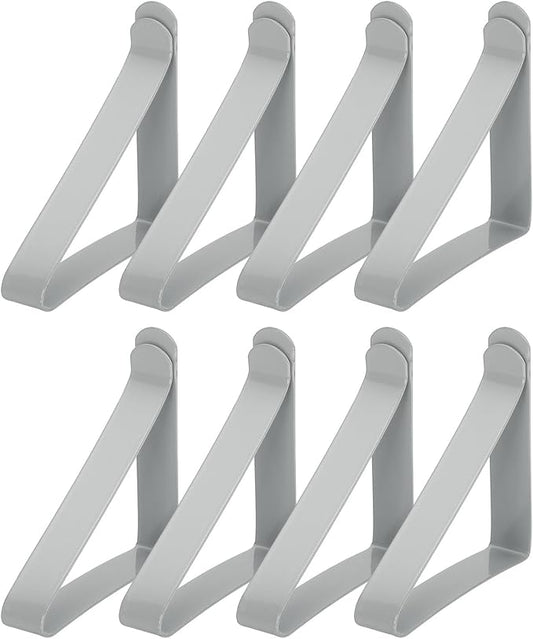 uxcell 8 Pack Tablecloth Clips, Stainless Steel Table Cloth Cover Clamps, 2.56" x 2.68" Windproof Holder Clips for Home Party Picnic Wedding Camping Dining Tables, Gray