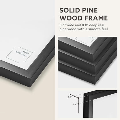 Opposite Wall - 50x70 cm - Black Solid Wood Picture Frame - Lightweight, Versatile & Shatterproof - Wall Hanging Photo or Poster Frame - Wall Decor for Office, Gallery & Home, 19 3/4 x 27 1/2 in