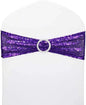 25 Pcs Chair Sashes Sequin Stretch Chair Bands Spandex Polyester Bows for Party Hotel Wedding Banquets Decoration - Purple
