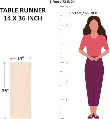Solino Home Linen Dusty Blue Table Runner 36 Inches - Classic Hemstitch, 100% Pure Linen Coffee Table Runner 14 x 36 Inch Ideal for Dresser Tables - Fall, Autumn, Halloween, Thanksgiving