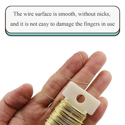 HAHIYO 26Gauge Golden Metal Floral Wire - 3 Rolls, 115 Yards (345 Feet) - Flexible Paddle Wire for Craft, Christmas Wreath, Flower Arrangement, Bouquet Wrapping, Wedding, DIY